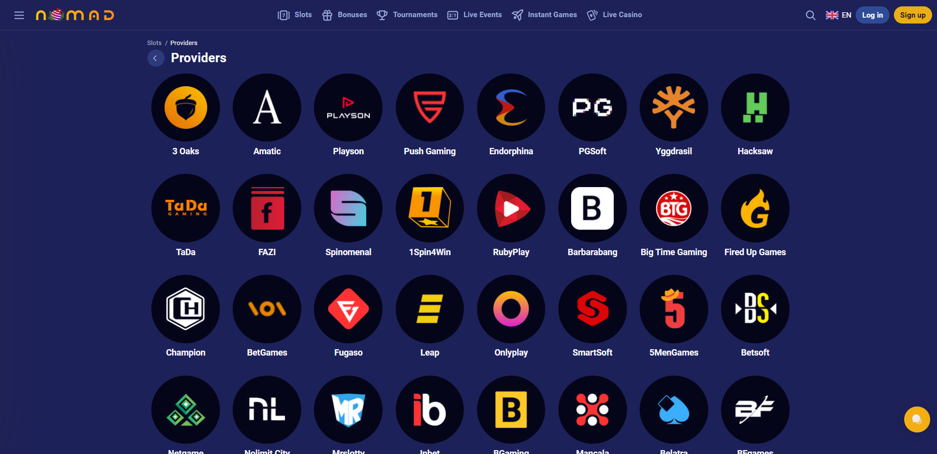 Nomad Casino Providers