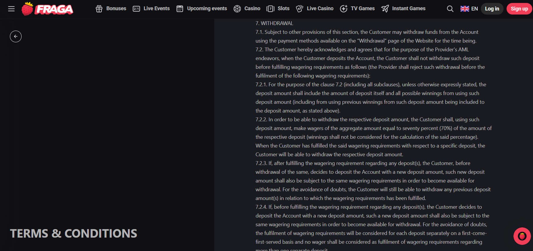 Fragabet Casino Withdrawals